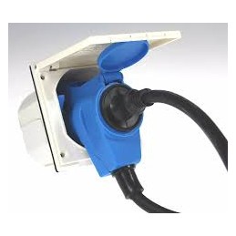 CEE adapter plug, right angle connector with socket