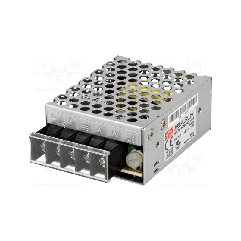 1 pcs x MEAN WELL - RS-15-5 - Power supply: switched-mode, for building in,modular, 15W, 5VDC