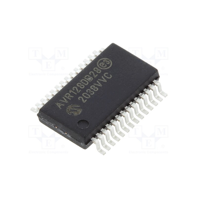 1 pcs x MICROCHIP TECHNOLOGY - AVR128DB28-I/SS - IC: AVR microcontroller, SSOP28, 1.8÷5.5VDC, Cmp: 3, AVR128, AVR-DA