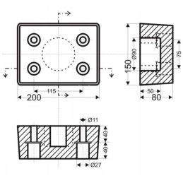 Rubber bumper 20x15x8 4 holes, large, heavy