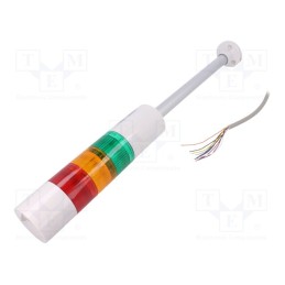 1 pcs x PATLITE - LR6-302PJBW-RYG - Signaller: signalling column, LED, red/amber/green, 24VDC, IP65