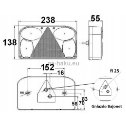 Trailer rear lamp, reversing light bayonet right