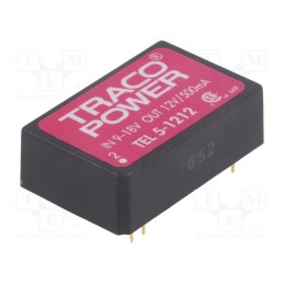 1 pcs x TRACO POWER - TEL 5-1212 - Converter: DC/DC, 5W, Uin: 9÷18V, Uout: 12VDC, Iout: 500mA, DIP24