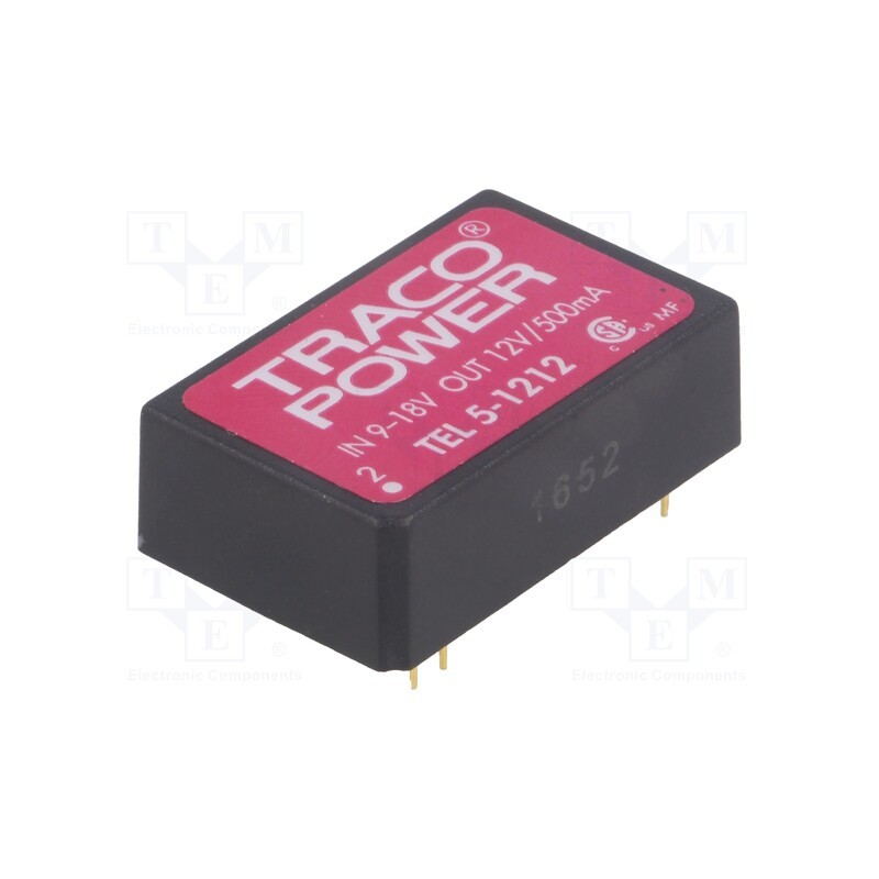 1 pcs x TRACO POWER - TEL 5-1212 - Converter: DC/DC, 5W, Uin: 9÷18V, Uout: 12VDC, Iout: 500mA, DIP24