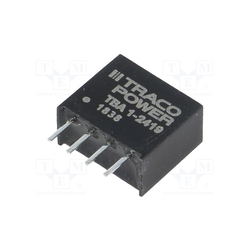 1 pcs x TRACO POWER - TBA 1-2419 - Converter: DC/DC, 1W, Uin: 21.6÷26.4V, Uout: 9VDC, Iout: 110mA, SIP4