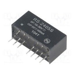 1 pcs x RECOM - RS-2405S - Converter: DC/DC, 2W, Uin: 18÷36V, Uout: 5VDC, Iout: 400mA, SIP8