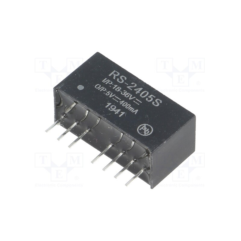 1 pcs x RECOM - RS-2405S - Converter: DC/DC, 2W, Uin: 18÷36V, Uout: 5VDC, Iout: 400mA, SIP8