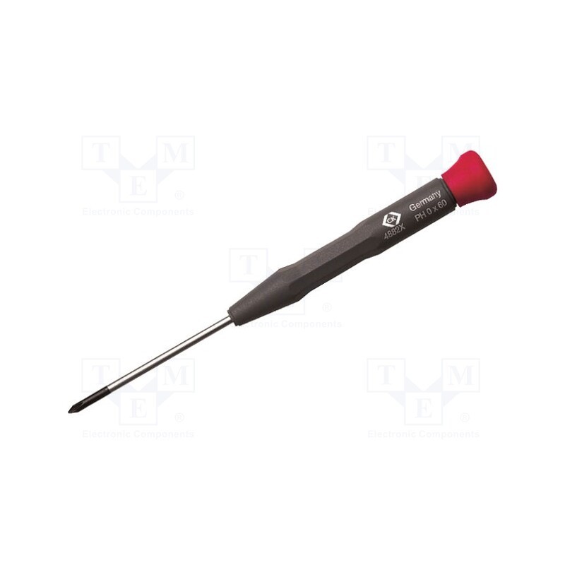 1 pcs x C.K - T4882X 0 - Screwdriver, Phillips, PH0, Blade length: 60mm, Overall len: 157mm