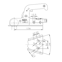 Winterhoff ball hitch 800kg for drawbar V hook