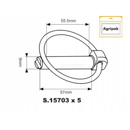 Round pin, oe9mm x 57mm, 5 pcs. in a pack