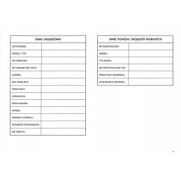 Maintenance log of utb transport equipment