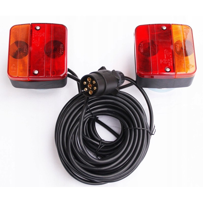 Set of rear lamps for a 12v trailer with bulbs, 7-5m cable, magnet