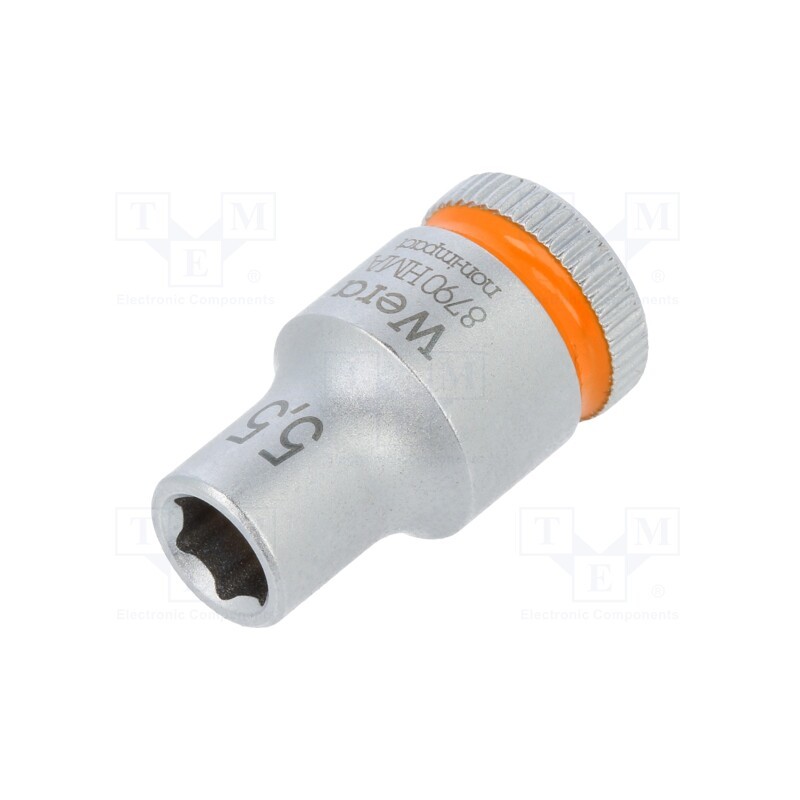 1 pcs x WERA - 5003504001 - Socket, 6-angles,socket spanner, HEX 5,5mm, 1/4', 23mm, Zyklop