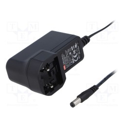 1 pcs x MEAN WELL - GEM12I09-P1J - Power supply: switched-mode, plug, 9VDC, 1.33A, 12W, Out: 5,5/2,1