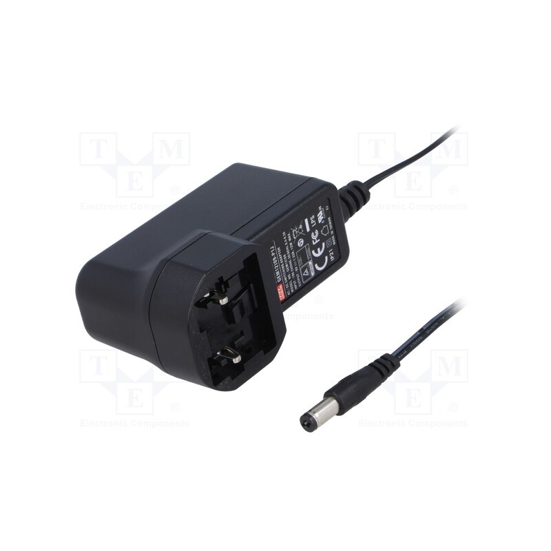 1 pcs x MEAN WELL - GEM12I09-P1J - Power supply: switched-mode, plug, 9VDC, 1.33A, 12W, Out: 5,5/2,1
