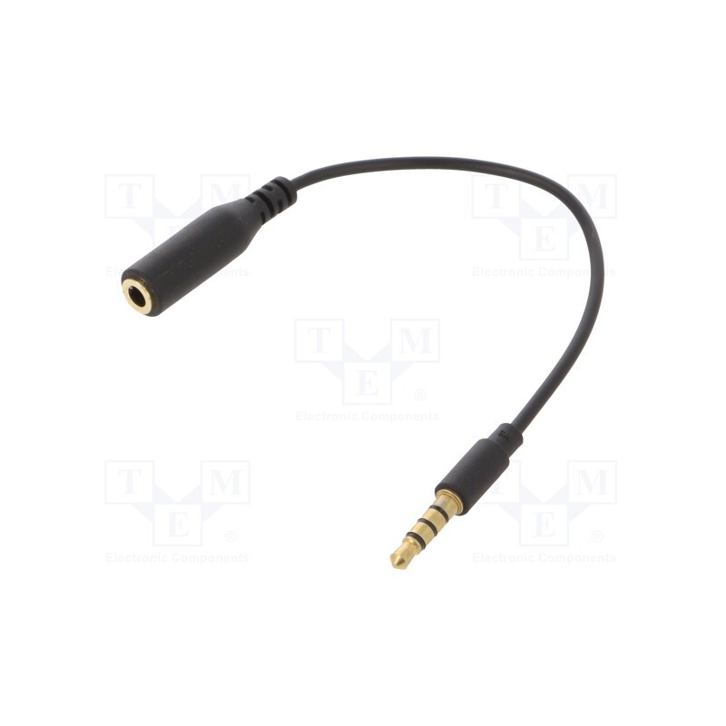 1 pcs x GEMBIRD - CCA-419 - Cable, Jack 3.5mm 4pin socket,Jack 3,5mm 4pin plug, 0.2m, black