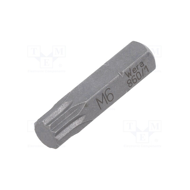 1 pcs x WERA - 5066160001 - Screwdriver bit, spline (12-angles), XZN M6, Overall len: 25mm