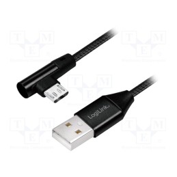 1 pcs x LOGILINK - CU0142 - Cable, USB 2.0, USB A plug,USB B micro plug (angle), 1m, black