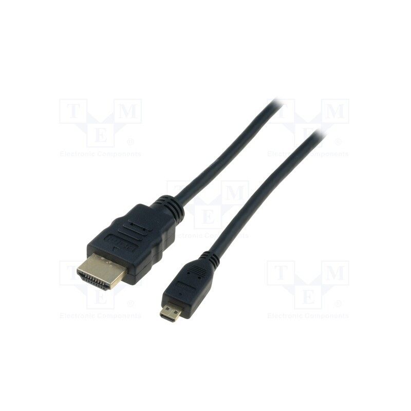 1 pcs x DIGITUS - AK-330109-020-S - Cable, HDMI 1.4, HDMI plug,micro HDMI plug, 2m, black