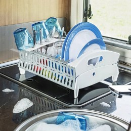 Folding dish dryer and drainer for a camper