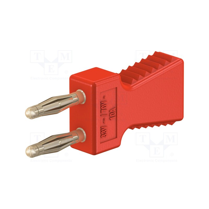 1 pcs x STu00c4UBLI - 63.9352-22 - Stackable safety shunt, 2mm banana, 10A, red, gold-plated, 30.4mm