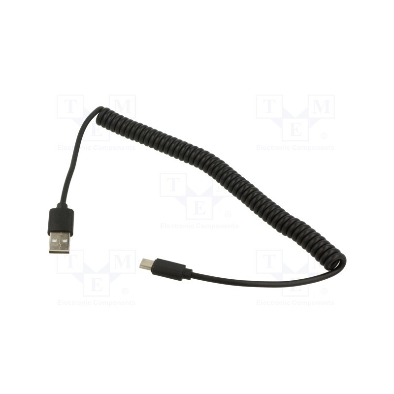 1 pcs x GEMBIRD - CC-USB2C-AMCM-6 - Cable, coiled,USB 2.0, USB A plug,USB C plug, gold-plated, 1.8m