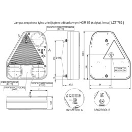 Left rear lamp with reflective triangle LZT 752