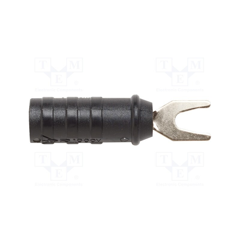 1 pcs x POMONA - 1614A-0 - Plug, fork terminals, 15A, black, Overall len: 47.24mm, Ømax: 6.6mm