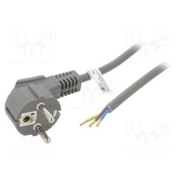 1 pcs x Goobay - 93975 - Cable, CEE 7/7 (E/F) plug angled,wires, PVC, 1.5m, grey, 10A, 250V