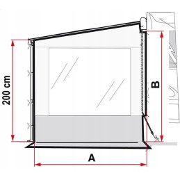 Side wall of the Fiamma awning with a side window in a pro camper