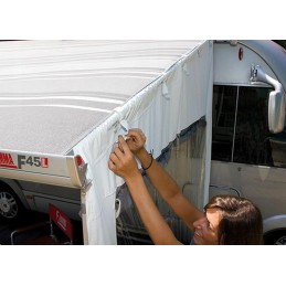 Side wall of the Fiamma awning with a side window in a pro camper