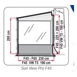 Side wall of the Fiamma awning with a side window in a pro camper
