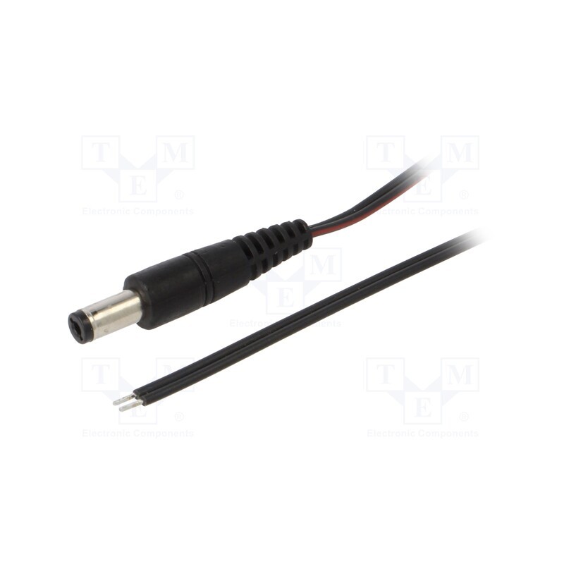 1 pcs x WEST POL - P21-TT-T035-150BK - Cable, 2x0.35mm2, wires,DC 5,5/2,1 plug, straight, black, 1.5m