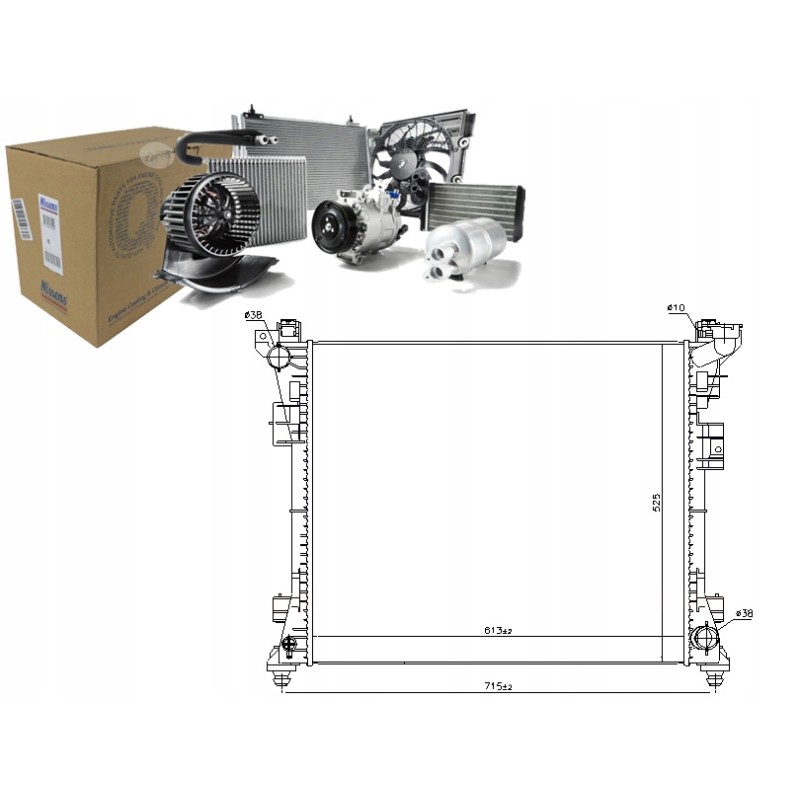 Engine water radiator chrysler grand voyager v voyager v dodge grand