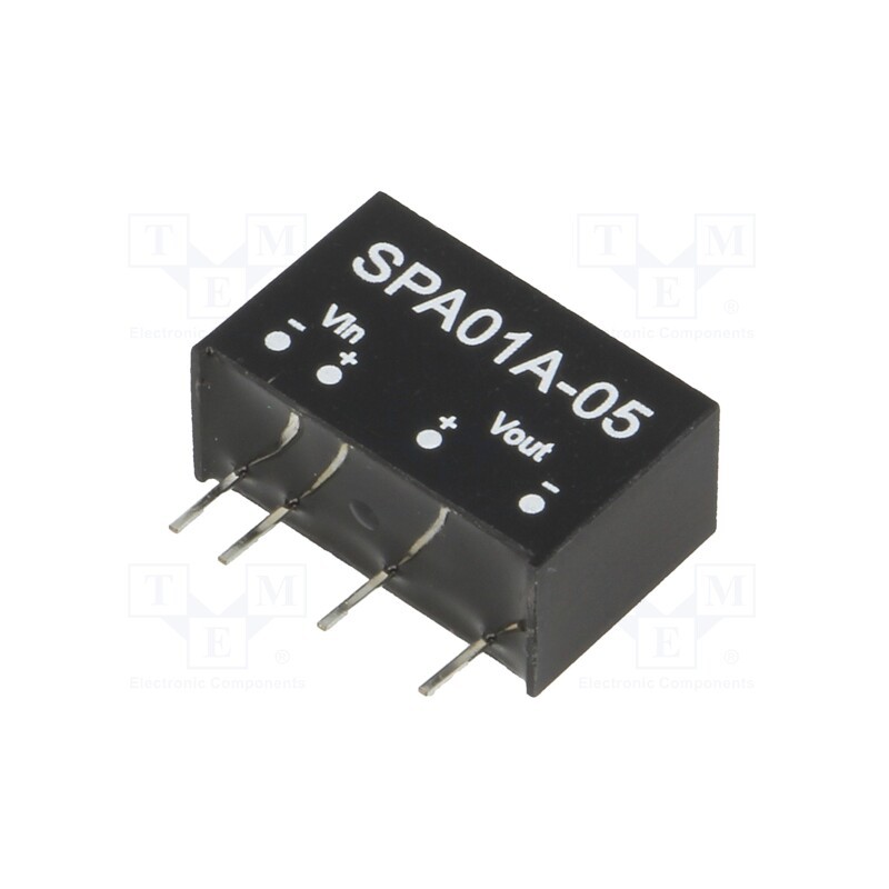 1 pcs x MEAN WELL - SPA01A-05 - Converter: DC/DC, 1W, Uin: 9÷18V, Uout: 5VDC, Iout: 20÷200mA, SIP6