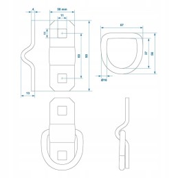 Load securing eye, eyelet 10 mm, up to 800 kg