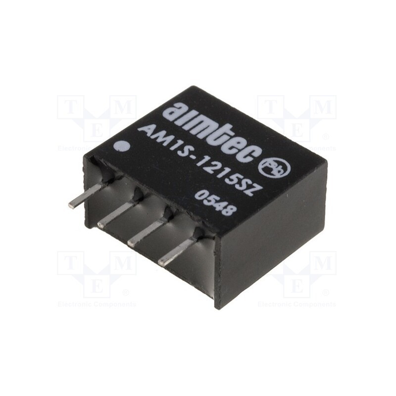 1 pcs x AIMTEC - AM1S-1215SZ - Converter: DC/DC, 1W, Uin: 10.8÷13.2V, Uout: 15VDC, Iout: 67mA, SIP4