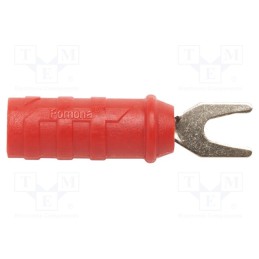 1 pcs x POMONA - 1614A-2 - Plug, fork terminals, 15A, red, Overall len: 47.24mm, Ømax: 6.6mm