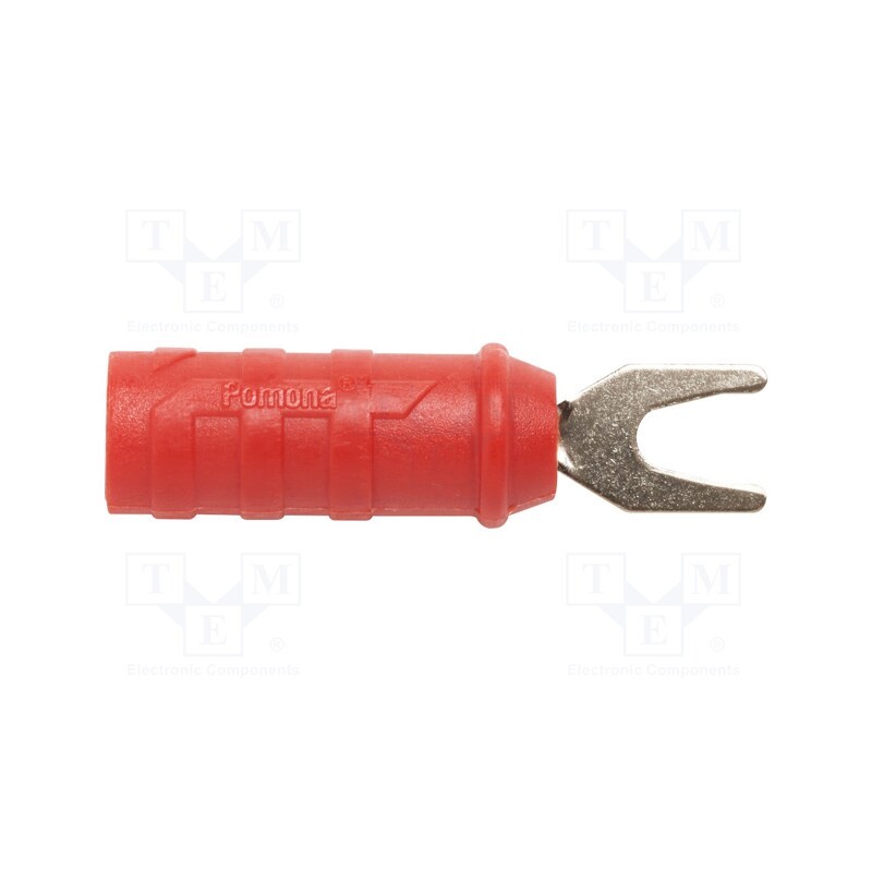 1 pcs x POMONA - 1614A-2 - Plug, fork terminals, 15A, red, Overall len: 47.24mm, Ømax: 6.6mm