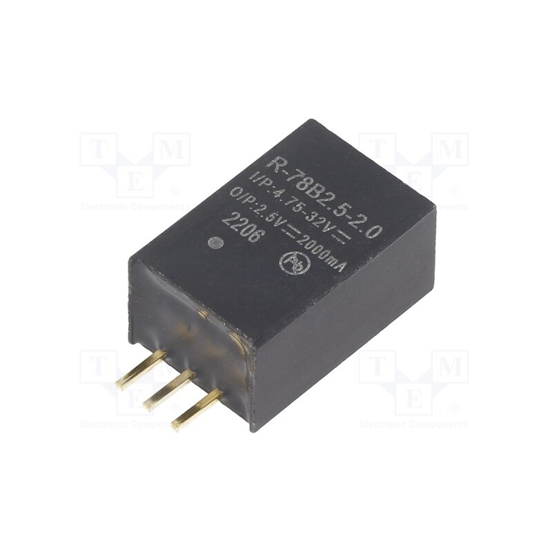 1 pcs x RECOM - R-78B2.5-2.0 - Converter: DC/DC, 5W, Uin: 4.75÷32V, Uout: 2.5VDC, Iout: 2A, SIP3