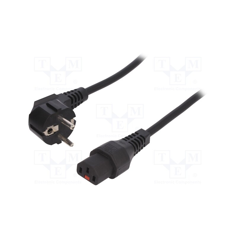 1 pcs x IEC LOCK - IEC-EL246S - Cable, CEE 7/7 (E/F) plug angled,IEC C13 female, PVC, 1.5m, 10A