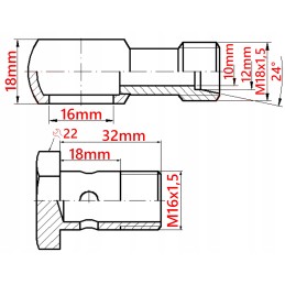 Eye connector m18 fi16 screw m16x1 5 banjo