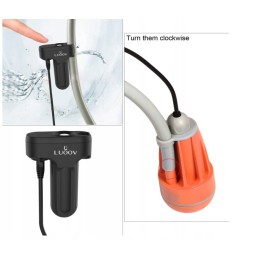 Portable camping shower with battery for hiking