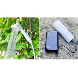 Portable camping shower with battery for hiking