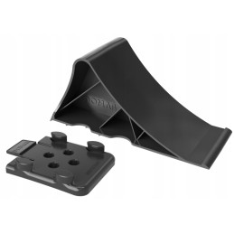 Wheel chock trailer lock handle