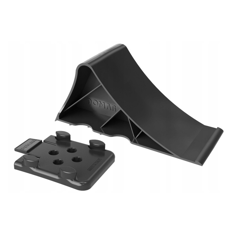 Wheel chock trailer lock handle