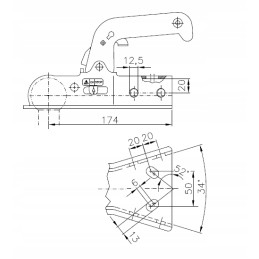 Winterhoff ball hitch 800kg for drawbar V hook