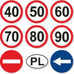 Speed limit sticker set, diameter 12 cm