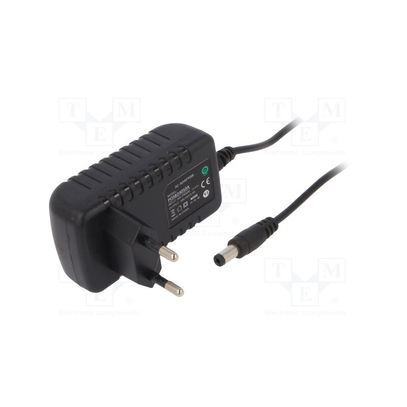 1 pcs x POS - POSB24050A - Power supply: switched-mode, plug, 24VDC, 0.5A, 12W, Plug: EU, black