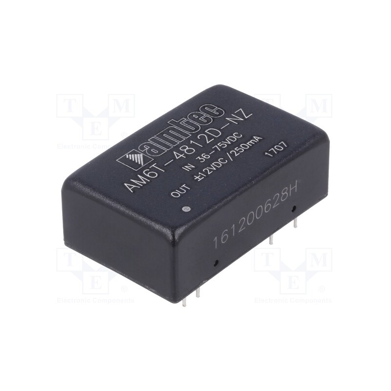 1 pcs x AIMTEC - AM6T-4812D-NZ - Converter: DC/DC, 6W, Uin: 36÷75V, Uout: 12VDC, Uout2: -12VDC, DIP24